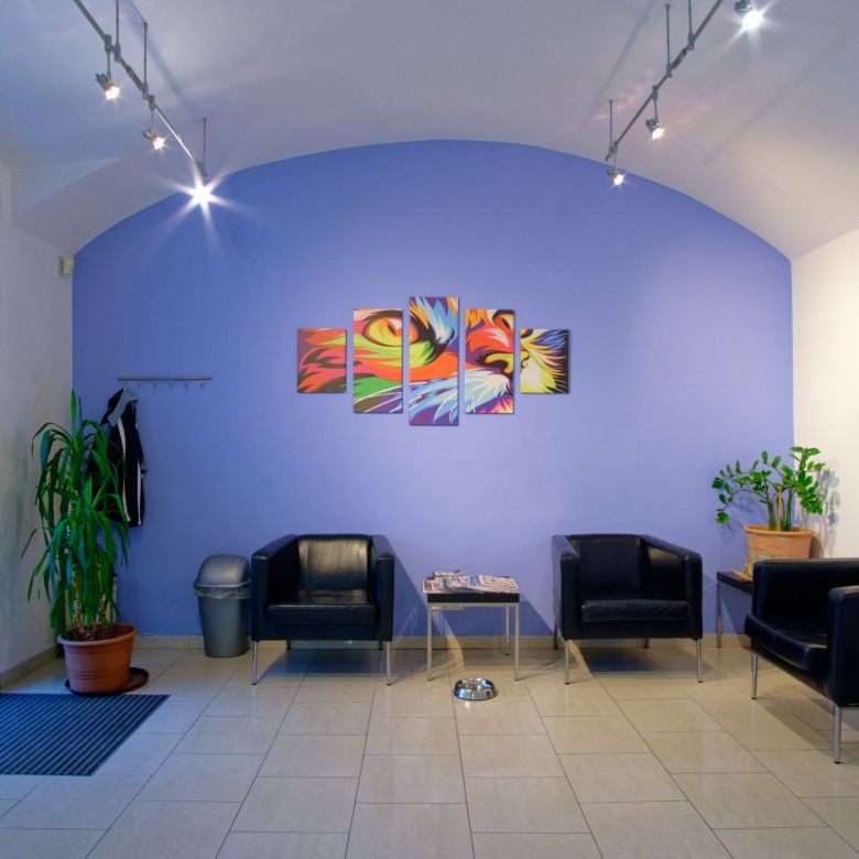 Wartebereich mit Eingangstür